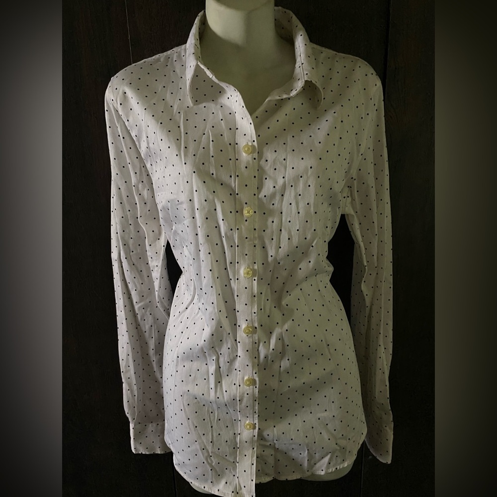 Banana Republic Ivory Shirt with Black Dots